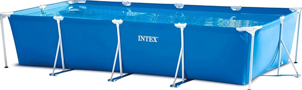 INTEX Rechteckiger Frame Pool – Stabiler Gartenpool mit Metallrahmen, Swimming Pool für Familie & Freizeit