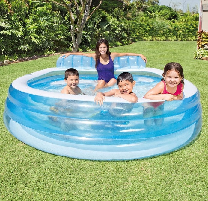 INTEX Swim Center Family Lounge Pool – Aufblasbarer Familienpool 229 x 218 x 76 cm für Kinder & Erwachsene
