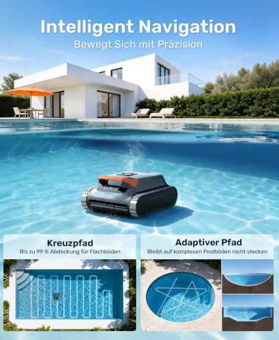 Gosvor LiteVac G1 Poolroboter 4-in-1 – Boden, Wand & Wasserlinie Reinigung, 200 Min Laufzeit, 3μm Feinfilter, für Pools bis 200m²