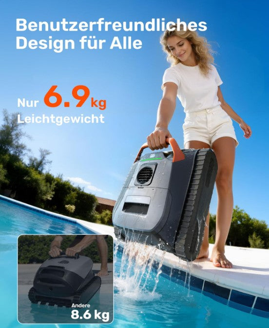 Gosvor LiteVac G1 Poolroboter 4-in-1 – Boden, Wand & Wasserlinie Reinigung, 200 Min Laufzeit, 3μm Feinfilter, für Pools bis 200m²