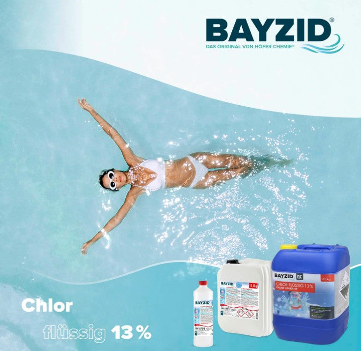 Höfer Chemie Flüssigchlor 25 kg – Pool Chlor zur Wasserdesinfektion, 13–15 % Aktivchlor, Made in Germany