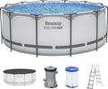Bestway Steel Pro MAX Frame Pool Set Ø 366 x 122 cm – Rundpool mit Filterpumpe, Leiter & Abdeckplane, 10.250 Liter