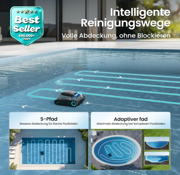 AIPER Scuba S1 Poolroboter – Boden, Wand & Wasserlinie Reinigung, 270 Min Laufzeit, App-Steuerung für Einbau- & Aufstellpools
